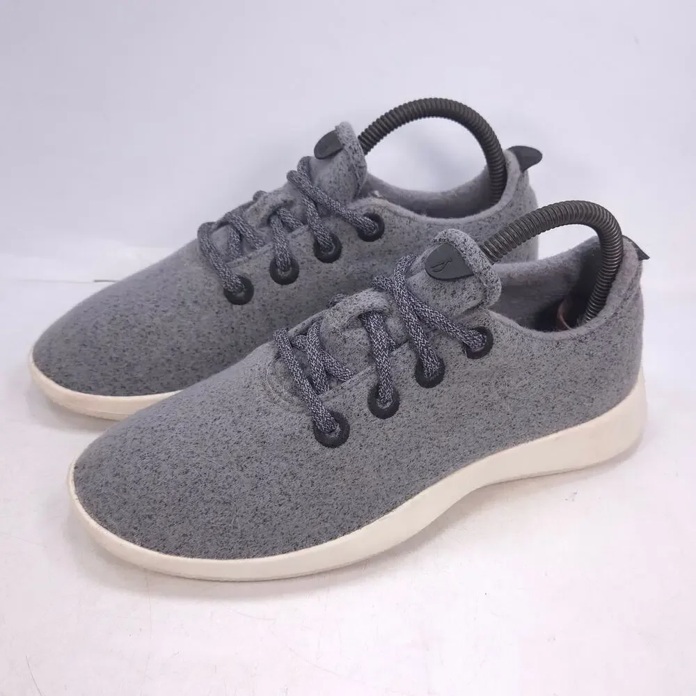Allbirds Wool Runner Lace Up Athletic Running Shoe Womens Size 7 Gray White